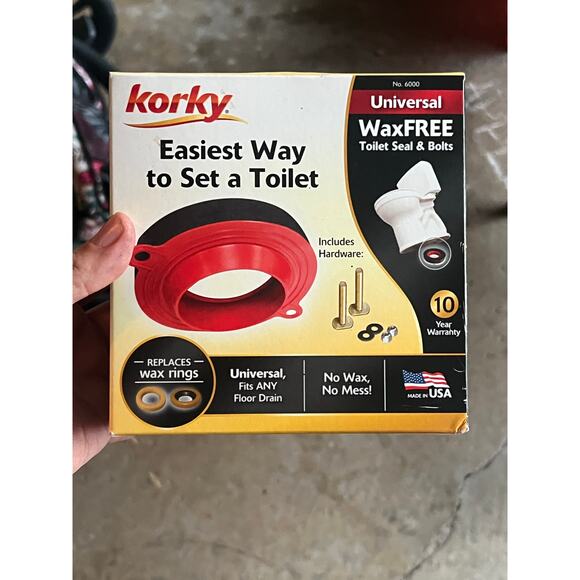 New In Box Korky 6000BP Universal Toilet WaxFree Seal with Hardware - Picture 1 of 9